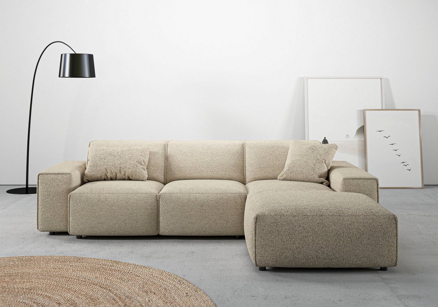 andas Ecksofa Glimminge L-Form auch in Breitcord, Feincord + Easy care-Bezug, Breite 264, Zierkissen von andas