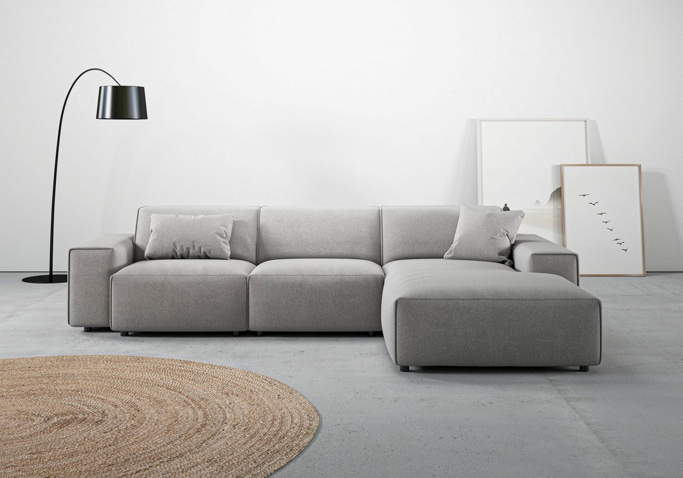 andas Ecksofa Glimminge L-Form, Breite 294, auch in Breitcord, Bouclé + Easy care-Bezug, Zierkissen von andas