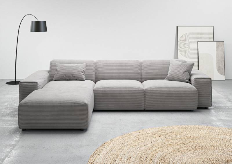 andas Ecksofa Glimminge auch in Breitcord, Feincord, Bouclé + Easy care-Bezug, L-Form, Breite 294, Zierkissen von andas