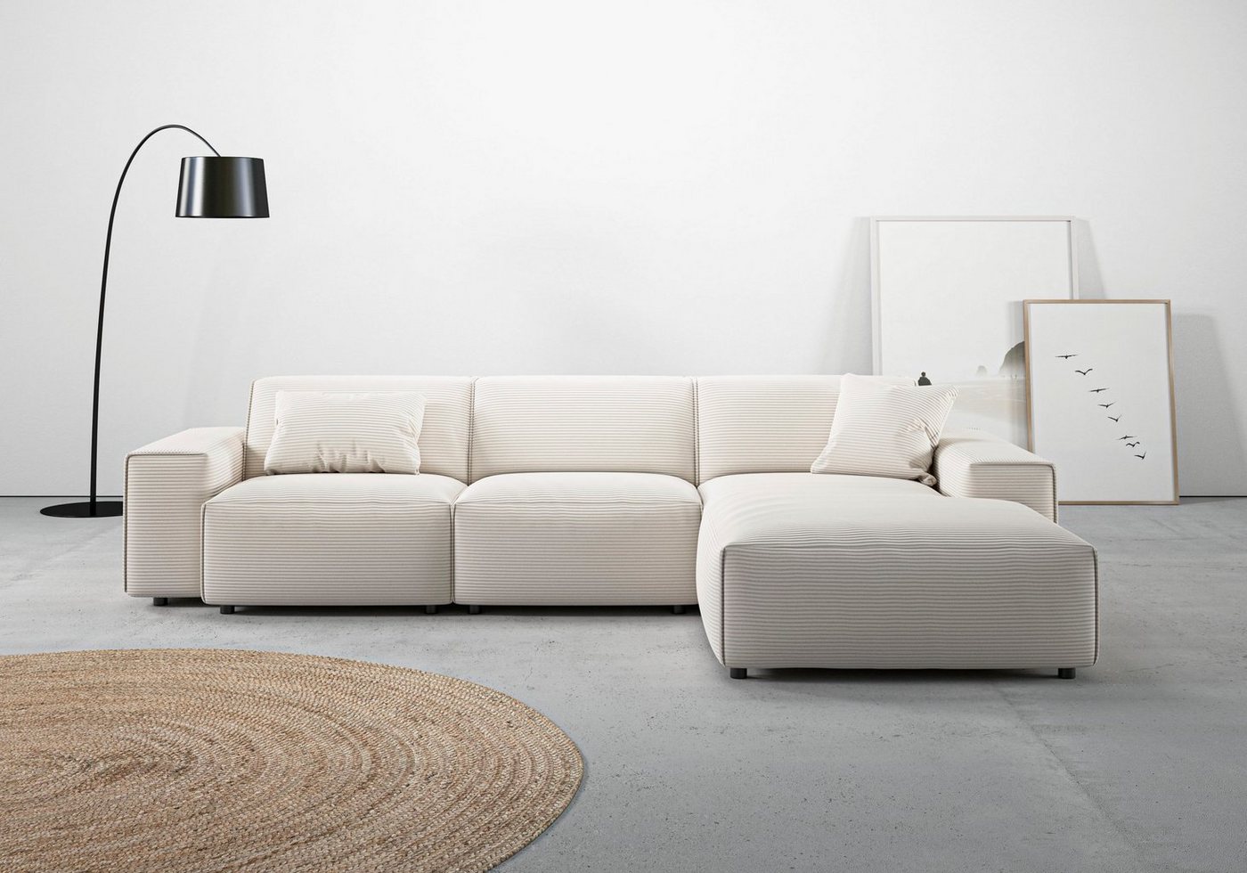 andas Ecksofa Glimminge auch in Breitcord, Feincord, Bouclé + Easy care-Bezug, L-Form, Breite 294, Zierkissen andas Ecksofa Glimminge auch in Breitcord, Feincord, Bouclé + Easy care-Bezug, L-Form, Breite 294, Zierkissen von andas