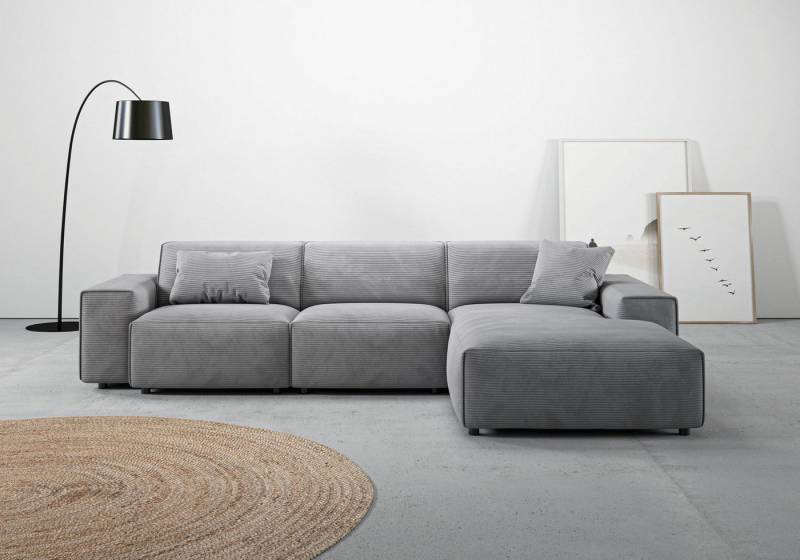 andas Ecksofa Glimminge auch in Breitcord, Feincord, Bouclé + Easy care-Bezug, L-Form, Breite 294, Zierkissen von andas