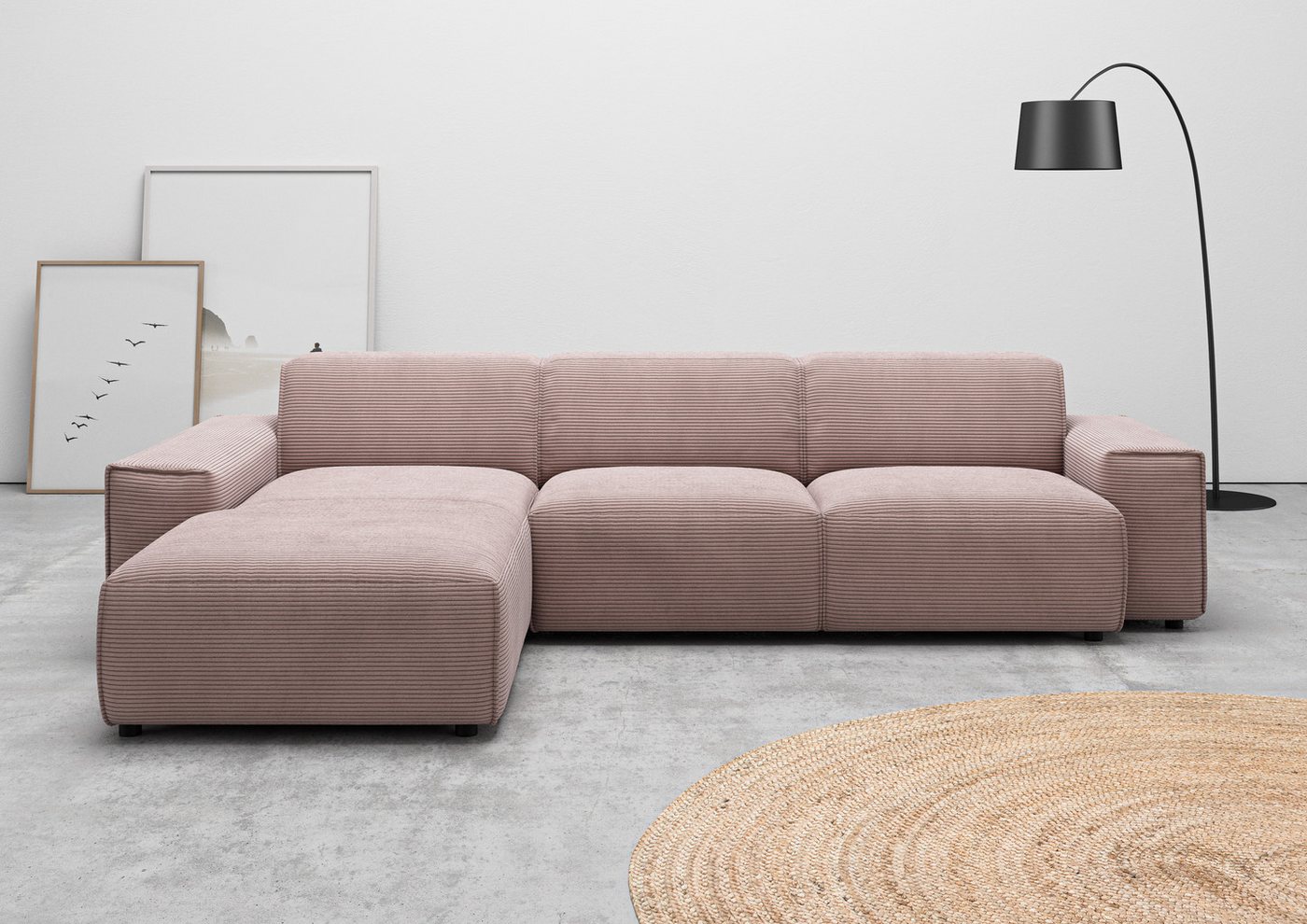 andas Ecksofa Glimminge L-Form, Breite 294, auch in Breitcord, Bouclé + Easy care-Bezug, Zierkissen von andas