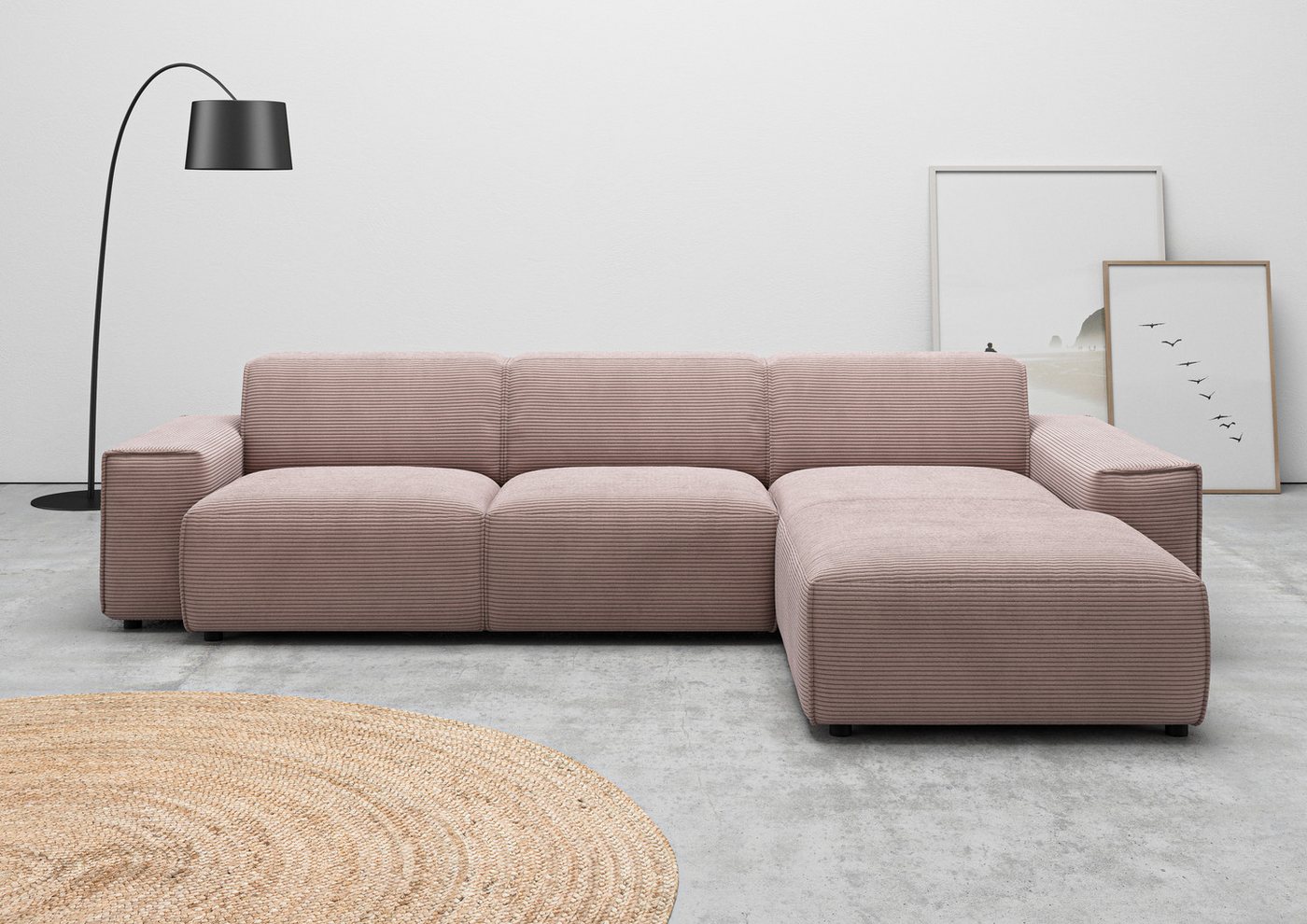 andas Ecksofa Glimminge L-Form, Breite 294, auch in Breitcord, Bouclé + Easy care-Bezug, Zierkissen von andas