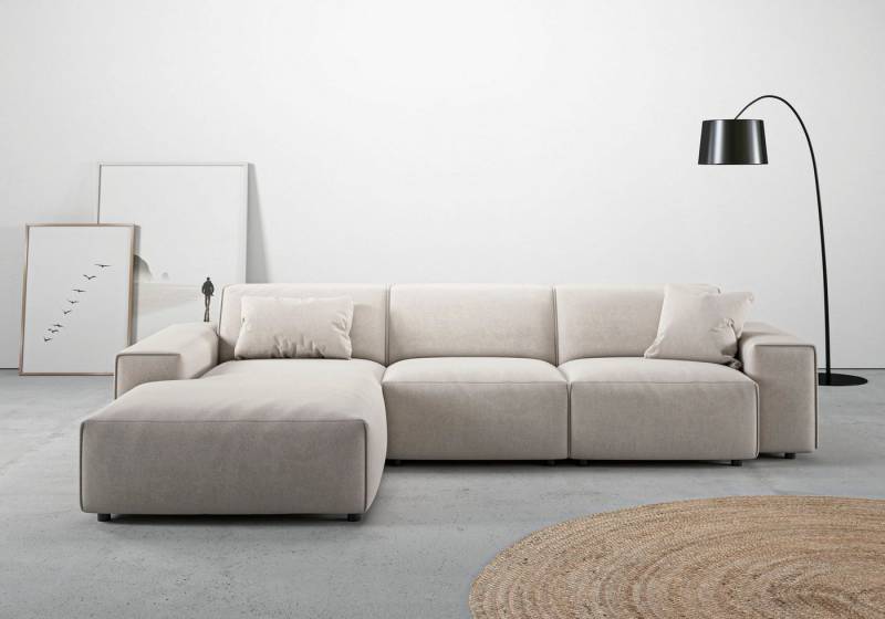 andas Ecksofa Glimminge auch in Breitcord, Feincord, Bouclé + Easy care-Bezug, L-Form, Breite 294, Zierkissen von andas