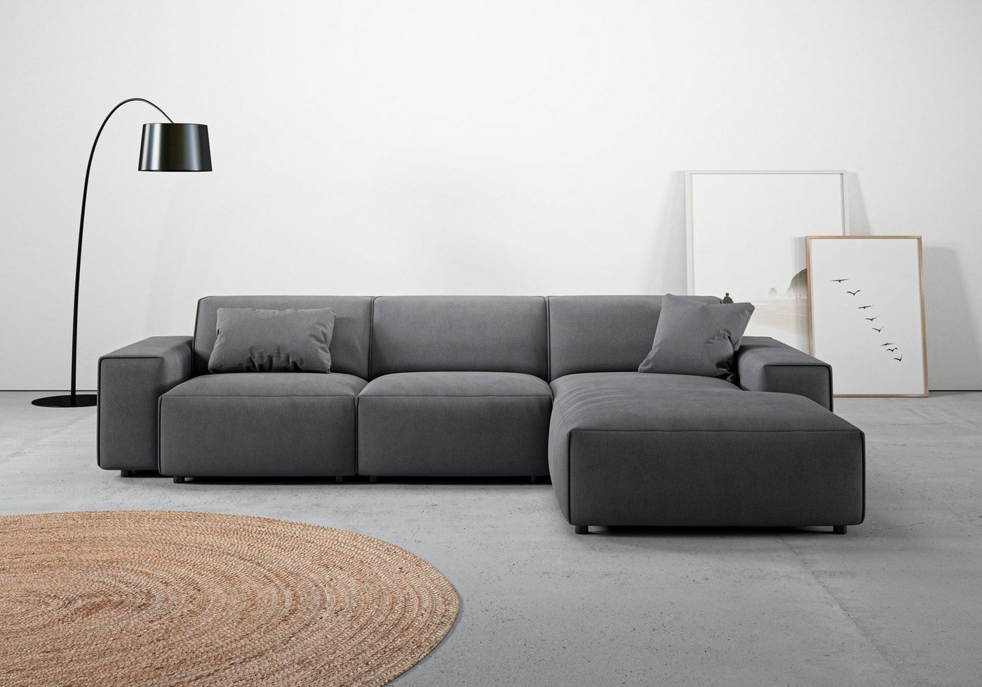 andas Ecksofa Glimminge L-Form, Breite 294, auch in Breitcord, Bouclé + Easy care-Bezug, Zierkissen von andas