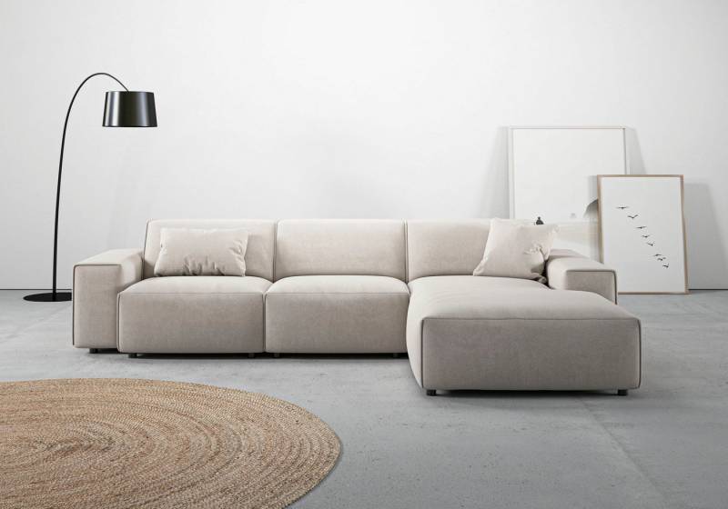 andas Ecksofa Glimminge auch in Breitcord, Feincord, Bouclé + Easy care-Bezug, L-Form, Breite 294, Zierkissen von andas
