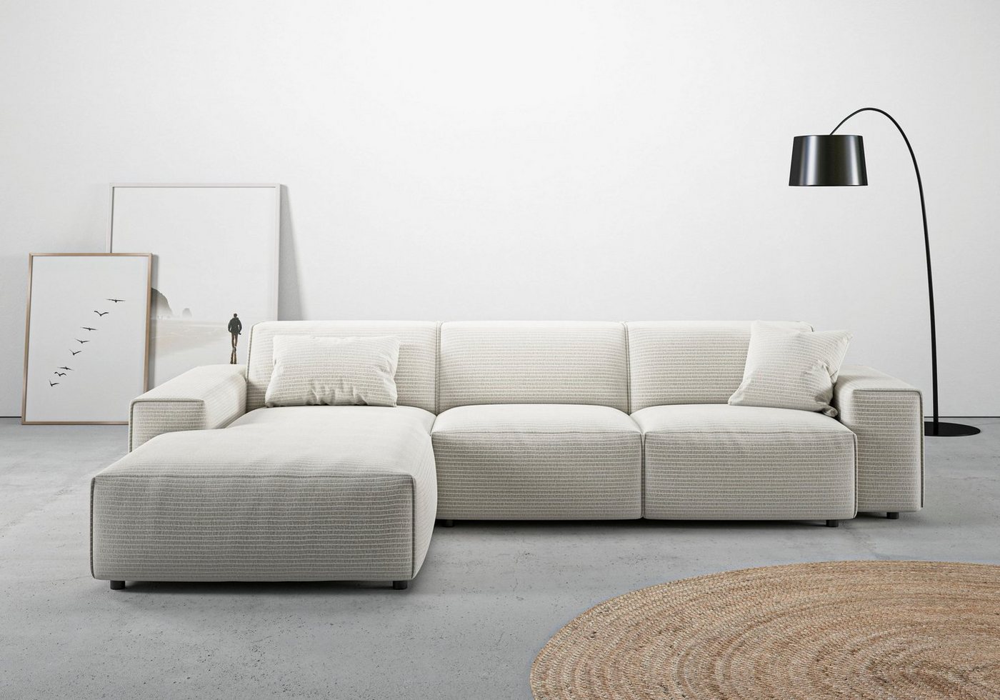 andas Ecksofa Glimminge L-Form, Breite 294, auch in Breitcord, Bouclé + Easy care-Bezug, Zierkissen von andas