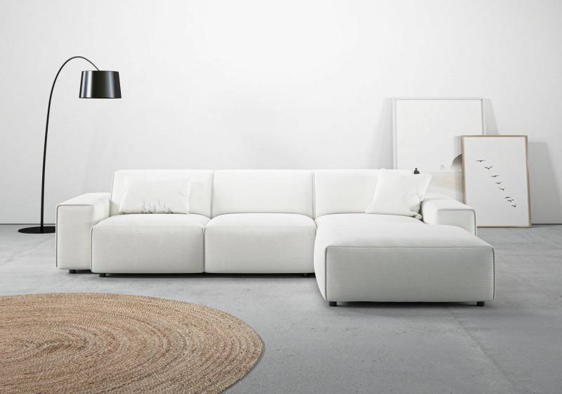 andas Ecksofa Glimminge auch in Breitcord, Feincord, Bouclé + Easy care-Bezug, L-Form, Breite 294, Zierkissen von andas