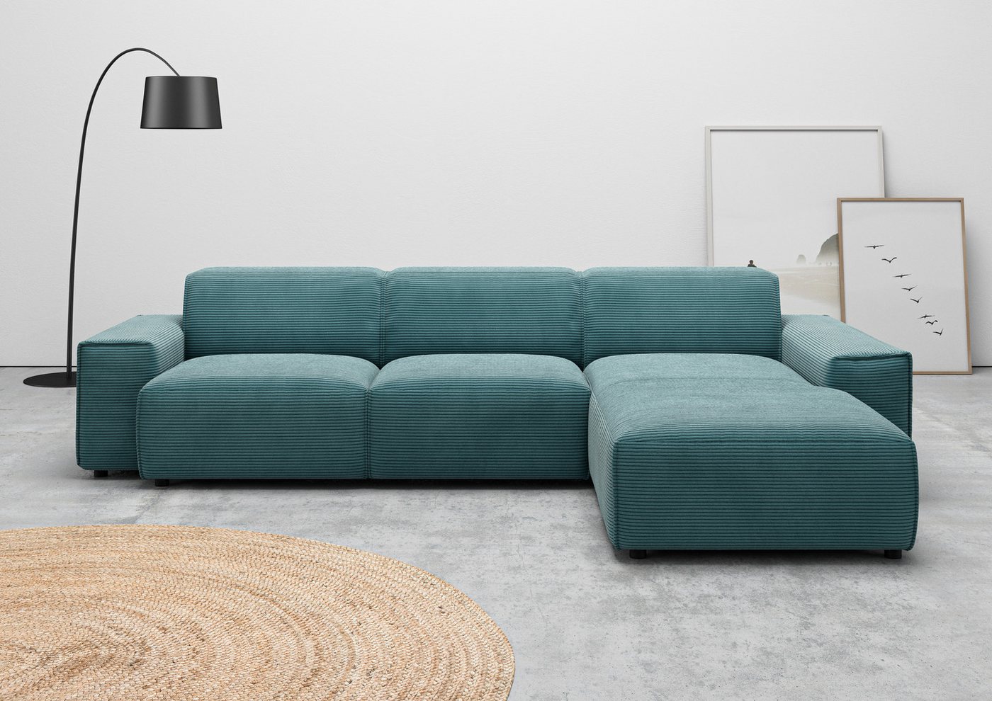 andas Ecksofa Glimminge L-Form, Breite 294, auch in Breitcord, Bouclé + Easy care-Bezug, Zierkissen von andas