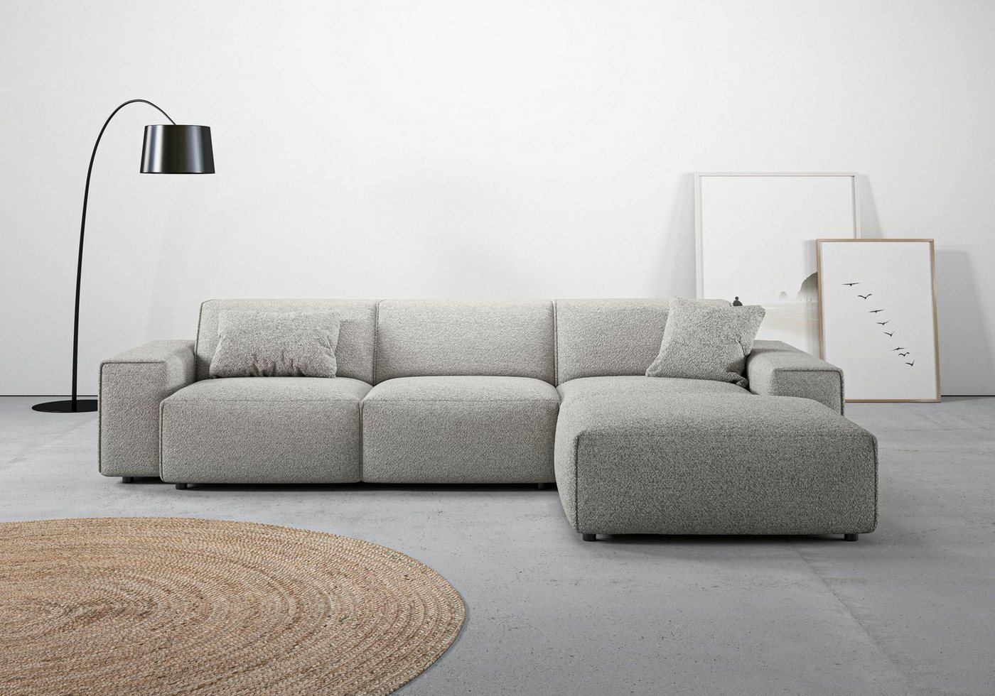 andas Ecksofa Glimminge L-Form, Breite 294, auch in Breitcord, Bouclé + Easy care-Bezug, Zierkissen von andas