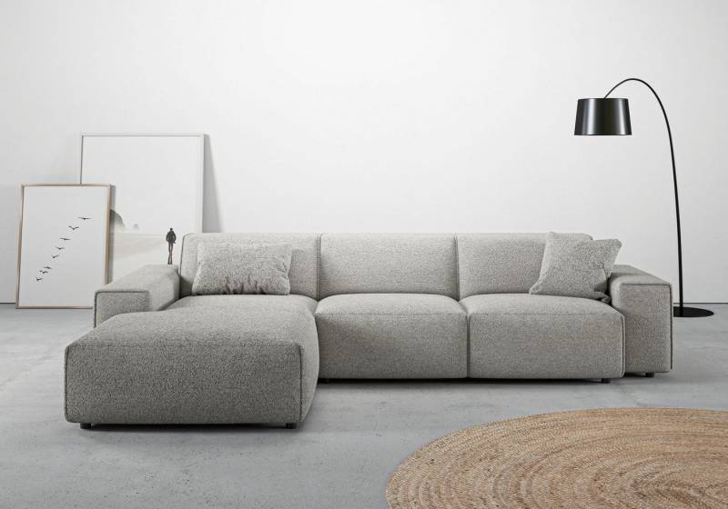 andas Ecksofa Glimminge auch in Breitcord, Feincord, Bouclé + Easy care-Bezug, L-Form, Breite 294, Zierkissen von andas