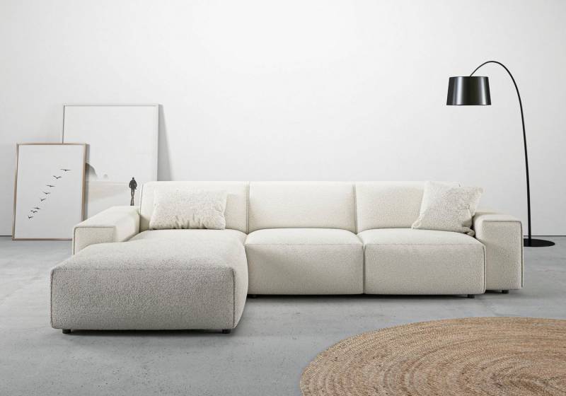 andas Ecksofa Glimminge auch in Breitcord, Feincord, Bouclé + Easy care-Bezug, L-Form, Breite 294, Zierkissen von andas