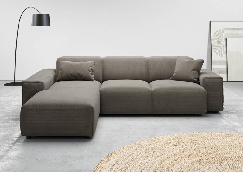 andas Ecksofa Glimminge L-Form auch in Breitcord, Feincord + Easy care-Bezug, Breite 264, Zierkissen von andas