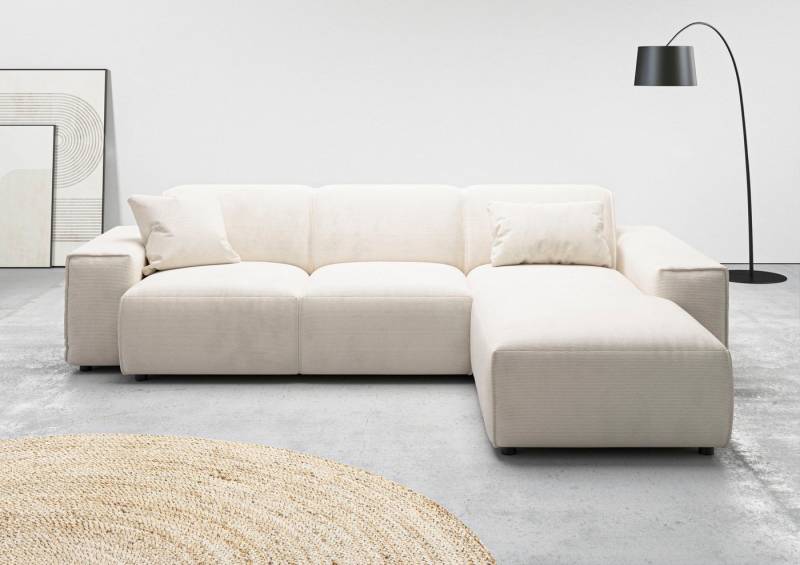 andas Ecksofa Glimminge L-Form auch in Breitcord, Feincord + Easy care-Bezug, Breite 264, Zierkissen von andas