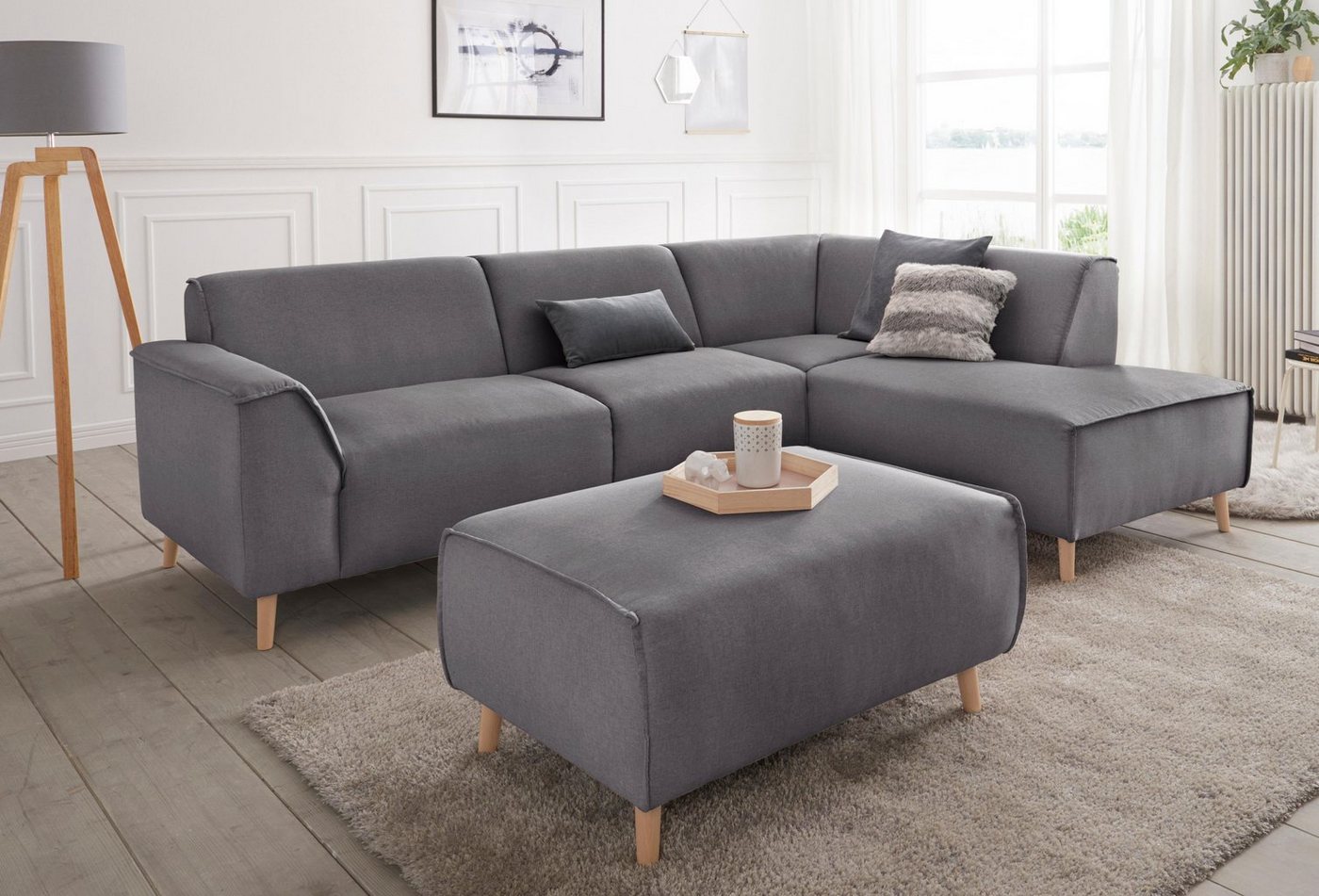andas Ecksofa Janek Scandic Design, elegant und zeitlos, L-Form, mit Federkern und Keder in scandinavischem Design von andas