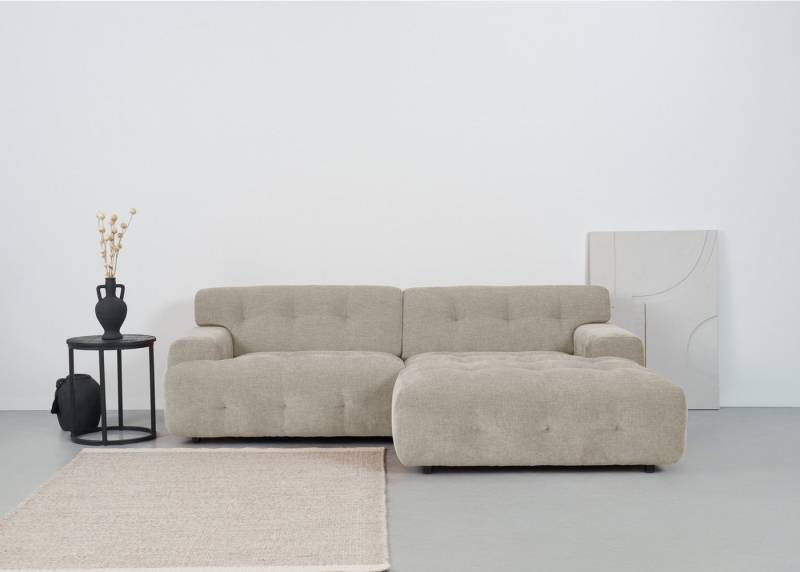 andas Ecksofa Jerslev, mit Knopfsteppung, mit Wellenunterfederung und Kaltschaum von andas
