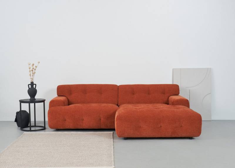 andas Ecksofa Jerslev, mit Knopfsteppung, mit Wellenunterfederung und Kaltschaum von andas