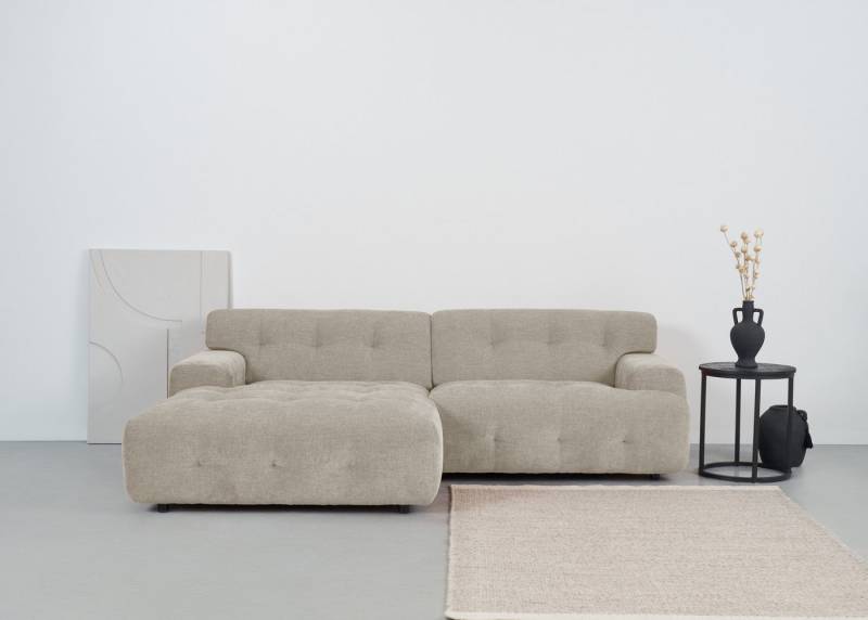 andas Ecksofa Jerslev, mit Knopfsteppung, mit Wellenunterfederung und Kaltschaum von andas