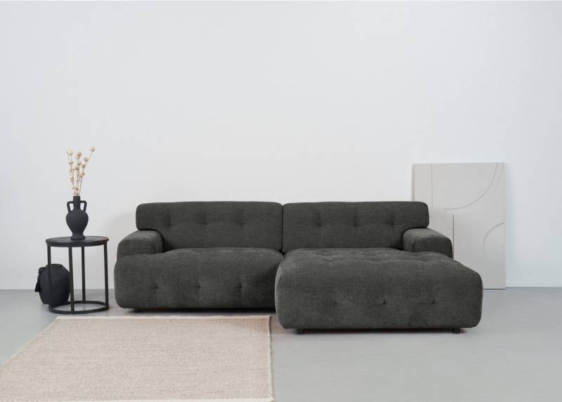 andas Ecksofa Jerslev, mit Knopfsteppung, mit Wellenunterfederung und Kaltschaum von andas