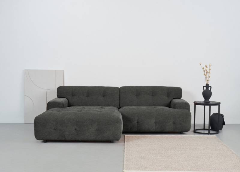 andas Ecksofa Jerslev, mit Knopfsteppung, mit Wellenunterfederung und Kaltschaum von andas