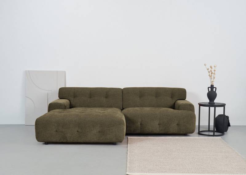 andas Ecksofa Jerslev, mit Knopfsteppung, mit Wellenunterfederung und Kaltschaum von andas