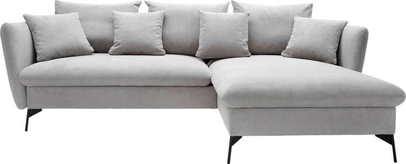 andas Ecksofa LIVORNO,258 cm, L-Form, Schlaffunktion u. Bettkasten (139/224cm), Samt, Struktur, Webstoff von andas