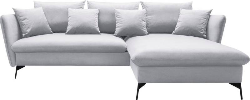 andas Ecksofa LIVORNO,258 cm, L-Form, Schlaffunktion u. Bettkasten (139/224cm), Samt, Struktur, Webstoff von andas
