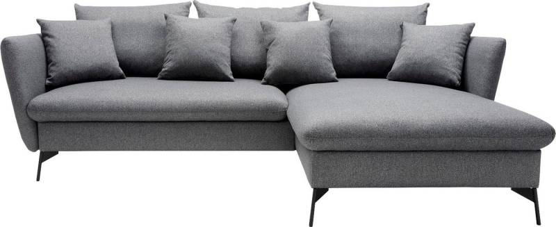 andas Ecksofa LIVORNO,258 cm, L-Form, Schlaffunktion u. Bettkasten (139/224cm), Samt, Struktur, Webstoff von andas