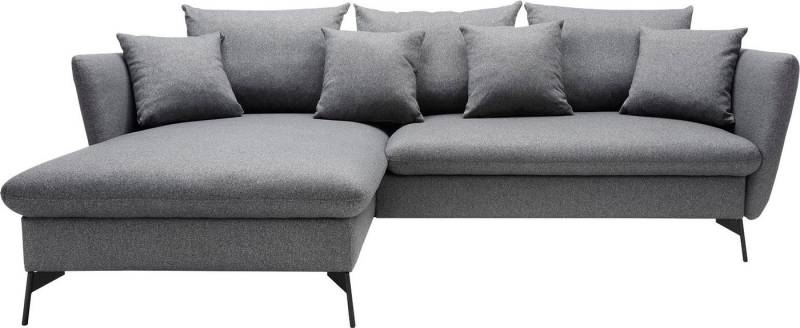 andas Ecksofa LIVORNO,258 cm, L-Form, Schlaffunktion u. Bettkasten (139/224cm), Samt, Struktur, Webstoff von andas