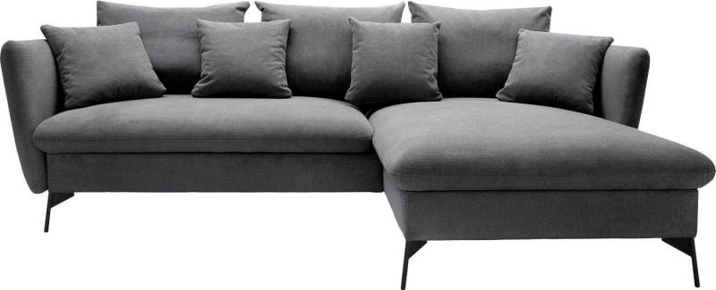 andas Ecksofa LIVORNO,258 cm, L-Form, Schlaffunktion u. Bettkasten (139/224cm), Samt, Struktur, Webstoff von andas