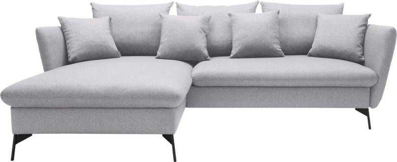 andas Ecksofa LIVORNO,258 cm, L-Form, Schlaffunktion u. Bettkasten (139/224cm), Samt, Struktur, Webstoff von andas