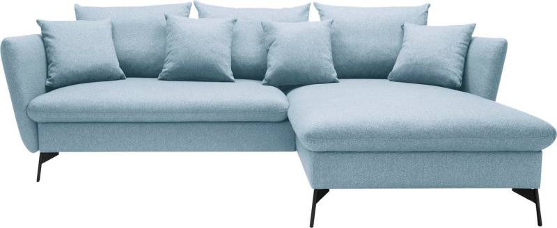 andas Ecksofa LIVORNO,258 cm, L-Form, Schlaffunktion u. Bettkasten (139/224cm), Samt, Struktur, Webstoff von andas