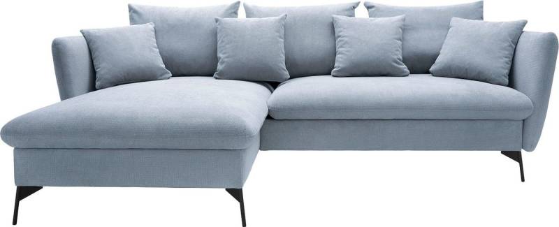 andas Ecksofa LIVORNO,258 cm, L-Form, Schlaffunktion u. Bettkasten (139/224cm), Samt, Struktur, Webstoff von andas
