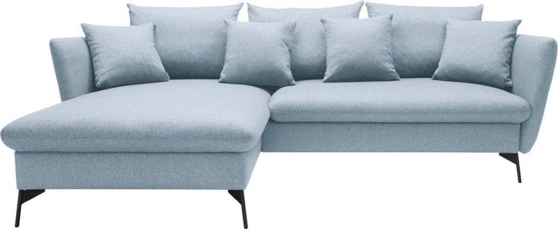 andas Ecksofa LIVORNO,258 cm, L-Form, Schlaffunktion u. Bettkasten (139/224cm), Samt, Struktur, Webstoff von andas