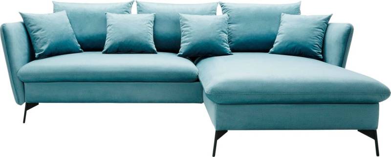 andas Ecksofa LIVORNO,258 cm, L-Form, Schlaffunktion u. Bettkasten (139/224cm), Samt, Struktur, Webstoff von andas