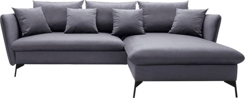 andas Ecksofa LIVORNO,258 cm, L-Form, Schlaffunktion u. Bettkasten (139/224cm), Samt, Struktur, Webstoff von andas