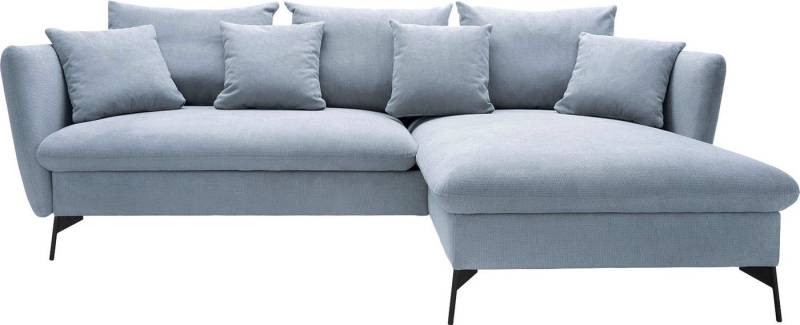 andas Ecksofa LIVORNO,258 cm, L-Form, Schlaffunktion u. Bettkasten (139/224cm), Samt, Struktur, Webstoff von andas