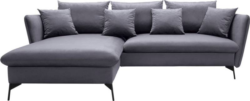 andas Ecksofa LIVORNO,258 cm, L-Form, Schlaffunktion u. Bettkasten (139/224cm), Samt, Struktur, Webstoff von andas