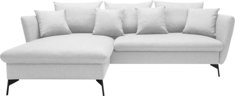 andas Ecksofa LIVORNO,258 cm, L-Form, Schlaffunktion u. Bettkasten (139/224cm), Samt, Struktur, Webstoff von andas