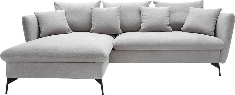 andas Ecksofa LIVORNO,258 cm, L-Form, Schlaffunktion u. Bettkasten (139/224cm), Samt, Struktur, Webstoff von andas