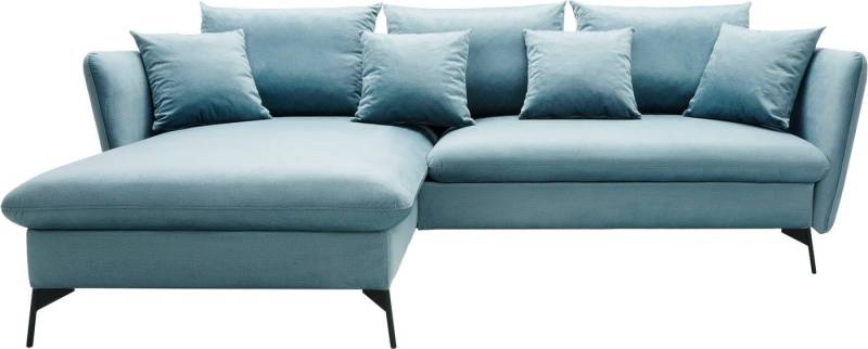 andas Ecksofa LIVORNO,258 cm, L-Form, Schlaffunktion u. Bettkasten (139/224cm), Samt, Struktur, Webstoff von andas