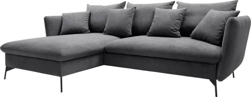 andas Ecksofa LIVORNO,258 cm, L-Form, Schlaffunktion u. Bettkasten (139/224cm), Samt, Struktur, Webstoff von andas