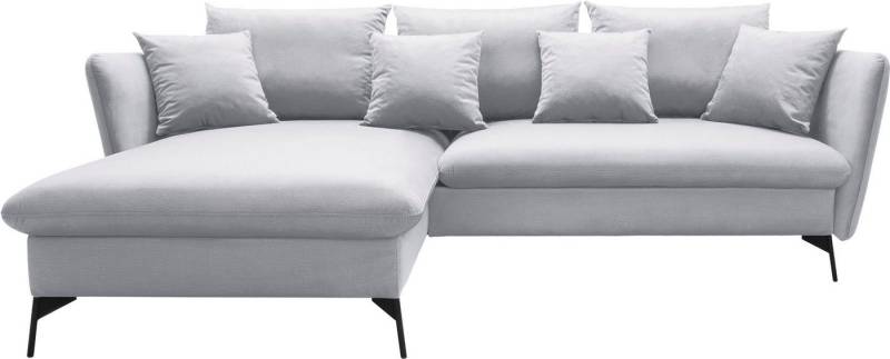 andas Ecksofa LIVORNO,258 cm, L-Form, Schlaffunktion u. Bettkasten (139/224cm), Samt, Struktur, Webstoff von andas