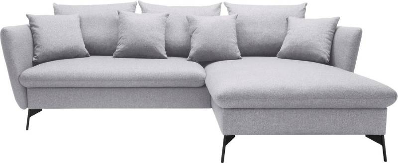 andas Ecksofa LIVORNO,258 cm, L-Form, Schlaffunktion u. Bettkasten (139/224cm), Samt, Struktur, Webstoff von andas