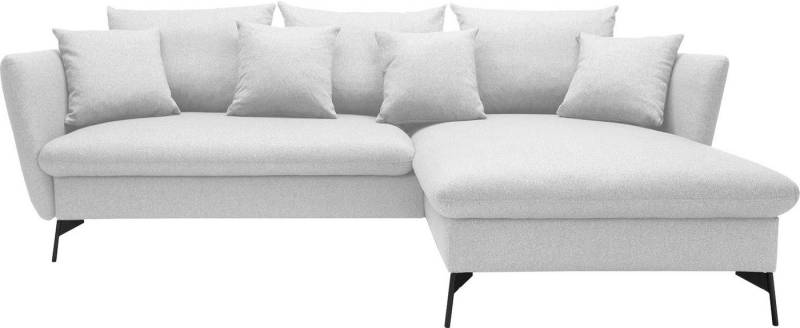 andas Ecksofa LIVORNO,258 cm, L-Form, Schlaffunktion u. Bettkasten (139/224cm), Samt, Struktur, Webstoff von andas