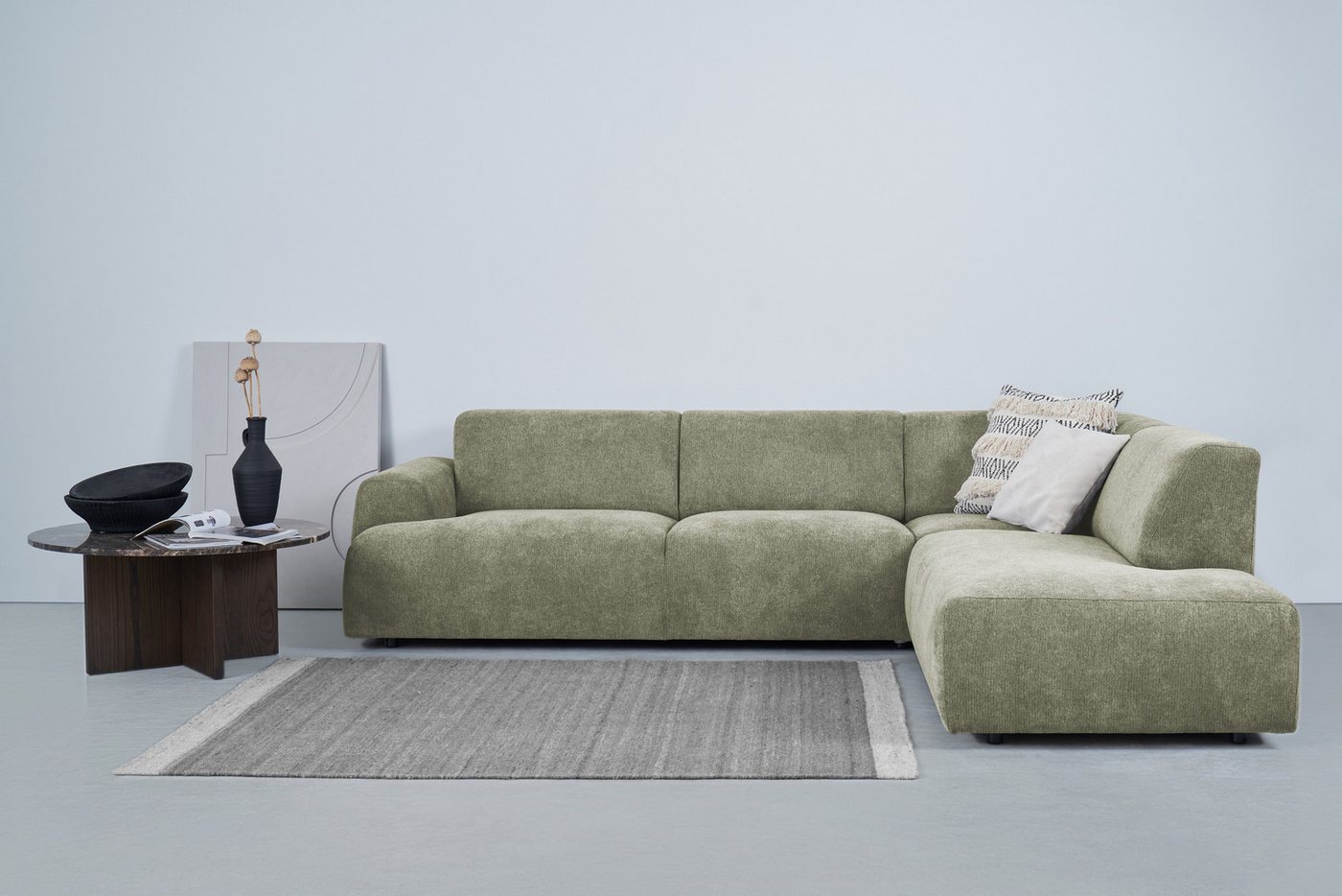 andas Ecksofa Linkka, Breite 282 cm, L-Form, in einem weichen Chenille-Stoff, mit Wellenunterfederung andas Ecksofa Linkka, Breite 282 cm, L-Form, in einem weichen Chenille-Stoff, mit Wellenunterfederung von andas
