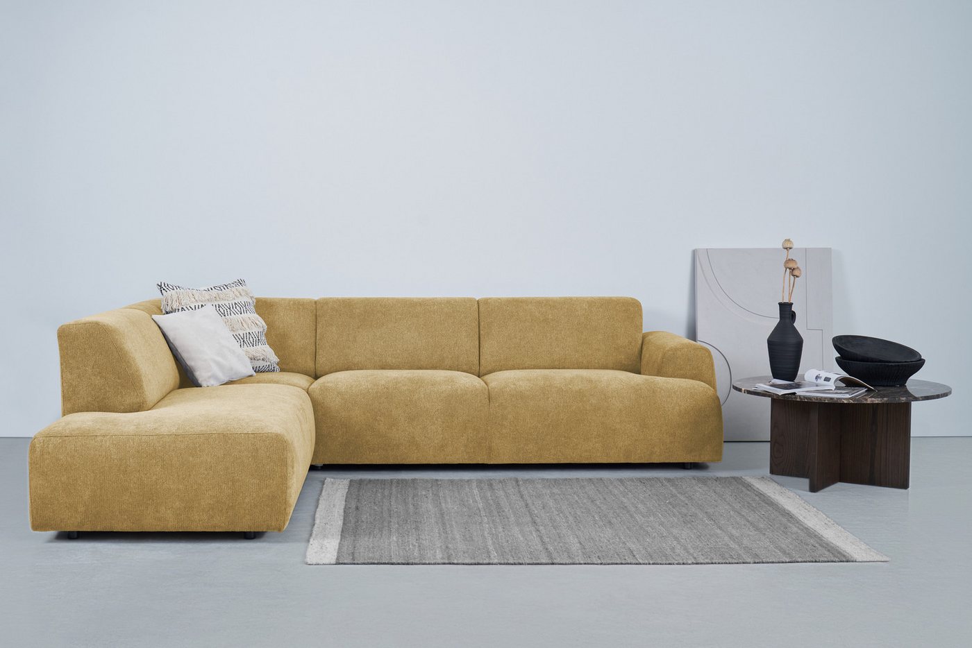 andas Ecksofa Linkka, Breite 282 cm, L-Form, in einem weichen Chenille-Stoff, mit Wellenunterfederung andas Ecksofa Linkka, Breite 282 cm, L-Form, in einem weichen Chenille-Stoff, mit Wellenunterfederung von andas