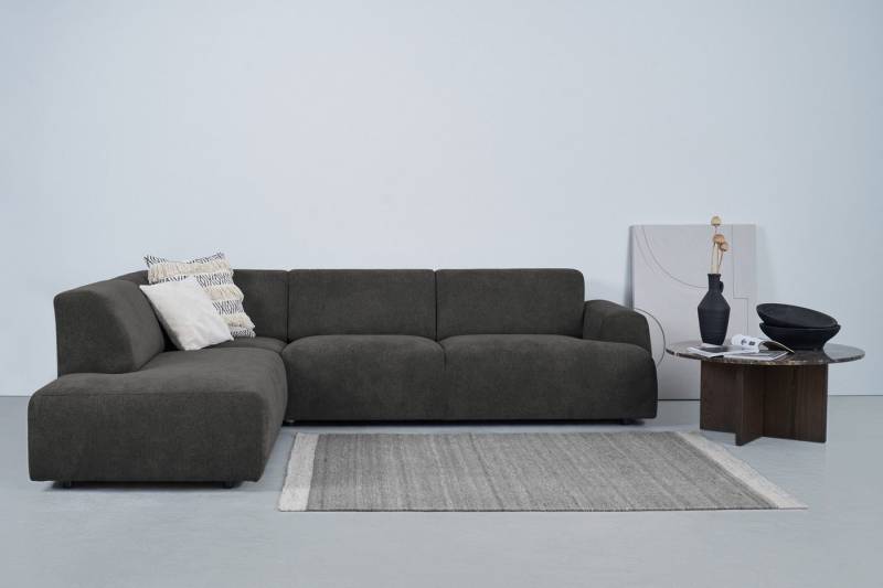 andas Ecksofa Linkka, Breite 282 cm, L-Form, in einem weichen Chenille-Stoff, mit Wellenunterfederung von andas