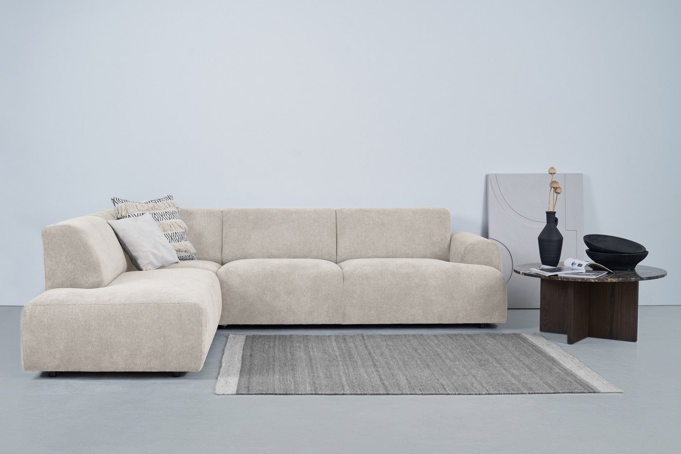 andas Ecksofa Linkka, Breite 282 cm, L-Form, in einem weichen Chenille-Stoff, mit Wellenunterfederung andas Ecksofa Linkka, Breite 282 cm, L-Form, in einem weichen Chenille-Stoff, mit Wellenunterfederung von andas