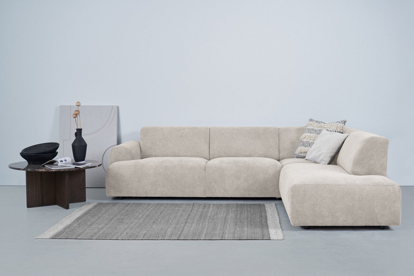 andas Ecksofa Linkka, Breite 282 cm, L-Form, in einem weichen Chenille-Stoff, mit Wellenunterfederung andas Ecksofa Linkka, Breite 282 cm, L-Form, in einem weichen Chenille-Stoff, mit Wellenunterfederung von andas
